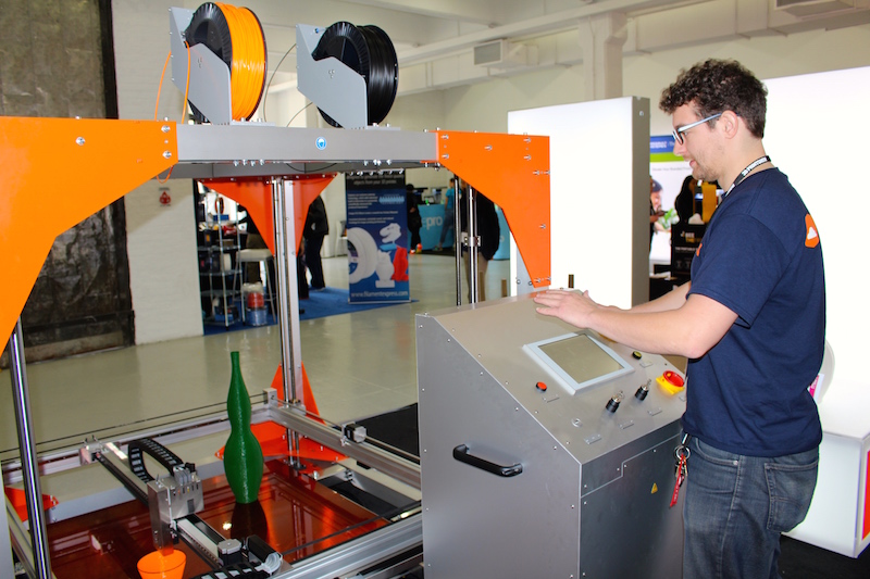Aaron Roy playing with the MASSIVE Big Rep 3D Printer. No one comes close their build volume! 