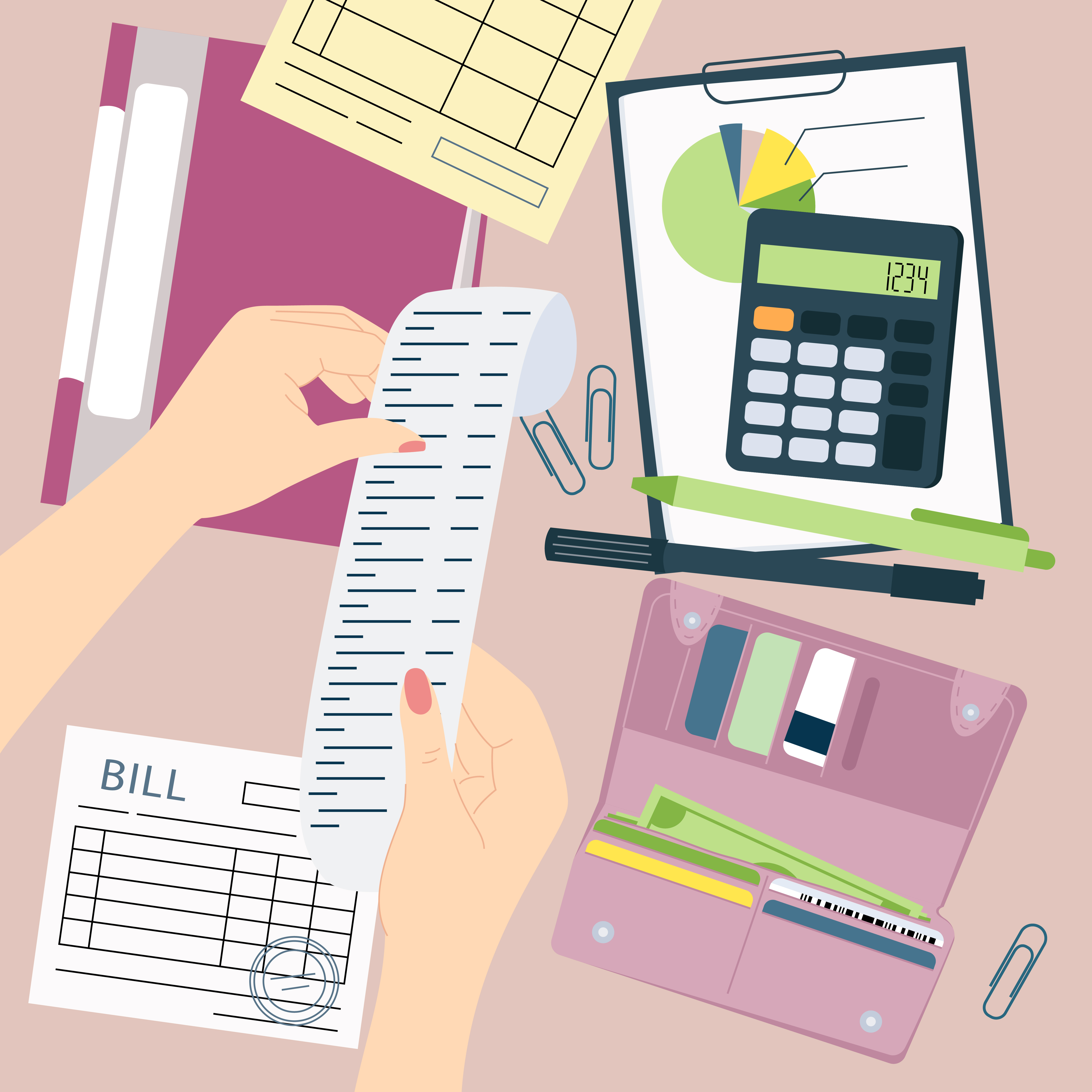 Flat Composition Of Hands Exchanging Money
