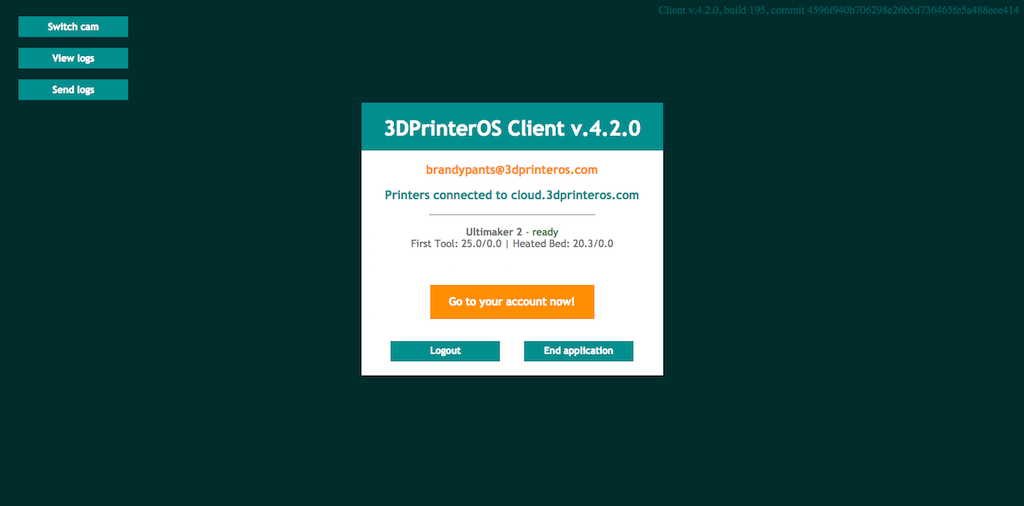 This dialog box should pop up after you sign in and your specific printer should be recognized.